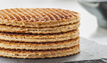 Dutch Waffles close up with honey