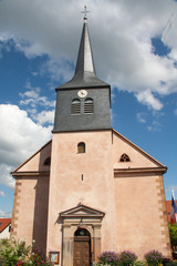 Fototapeta premium Eglise Saint Etienne de Wangen dans le Bas Rhin, Alsace