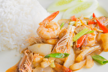 Stir fried pepper with shrimp