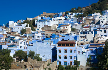 Fototapeta premium Panoramic view of blue city of Chefchaouen