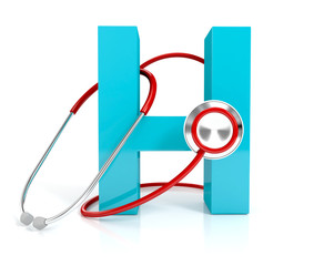 stethoscope and symbol of Hospital isolated