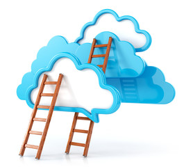 clouds with ladders on white. 3d render