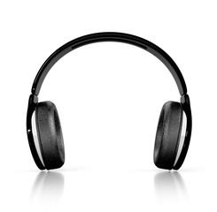 black modern headphones. 3d illustration isolated