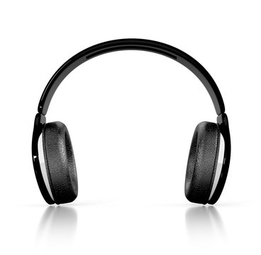 black modern headphones. 3d illustration isolated