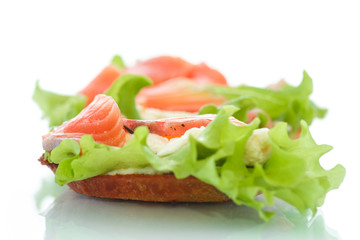 sandwich with salmon and cheese
