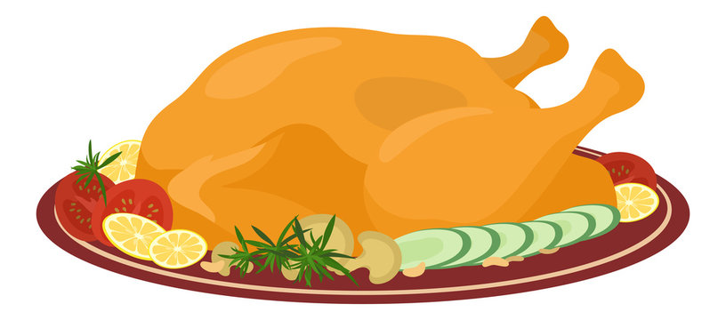 Meal on dish, roasted turkey