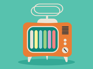 Old retro TV icon, vector