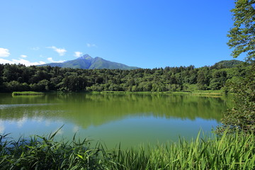 Hime marsh and Mt. Rishiri in Rishiri island, Hokkaido, Japan