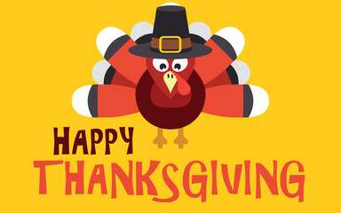 Happy Thanksgiving with turkey vector card