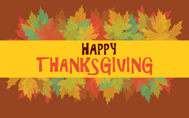 Happy Thanksgiving with autumn leaves, vector card