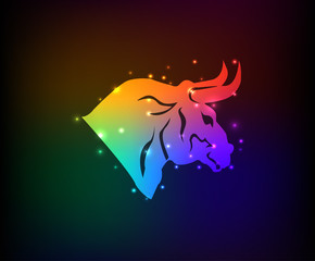 Bull symbol,rainbow vector