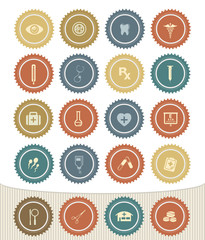 Medical icon set,Retro button