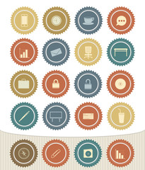 Office icon set,Retro button