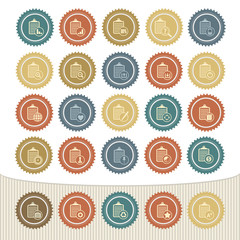 Document icon set,Retro button