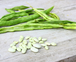 gousses de haricots sec et ses graines