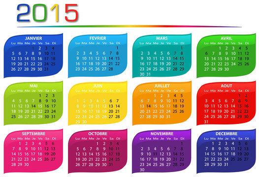 calendrier 2015 multicolore horizontal