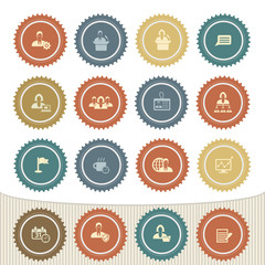Human resource and business icon set,Retro button