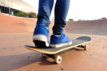 skateboarding  on sunrise skatepark