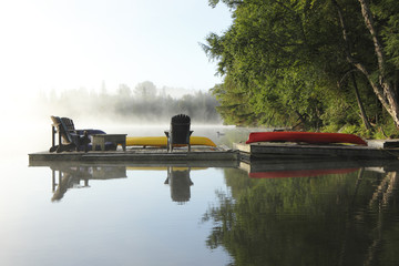 Dock on a Misty Lake