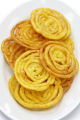 jalebi indian sweet isolated on white background
