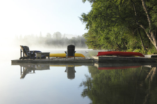 Dock on a Misty Lake