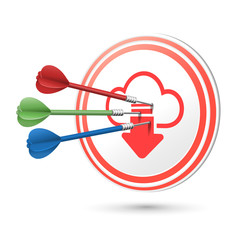 cloud computing icon target with darts hitting on it