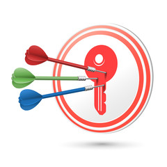 key icon target with darts hitting on it