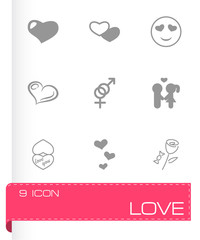 Vector black love icons set