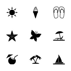 Vector black summer icons set