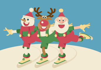 Naklejka premium Santa Skating