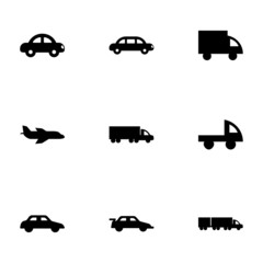 Vector black vehicles icons set