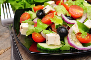Greek salad closeup