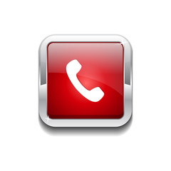Call Rounded Rectangular Vector Red Web Icon Button