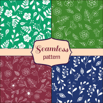 Set of four floral seamless patterns