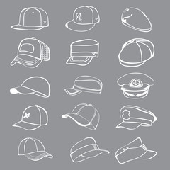 cap set isolated on white hat icon vector baseball rap