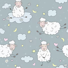 Papier Peint photo Animaux endormis Moutons sur les nuages