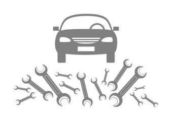 Grey car icon on white background