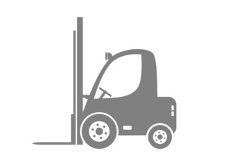 Grey forklift truck on white background