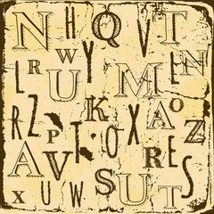 Grunge background with hand drawn english alphabet letter