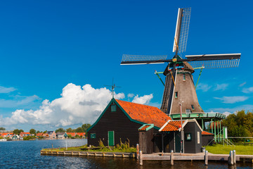 Fototapeta premium Windmills in Zaanse Schans, Holland, Netherlands