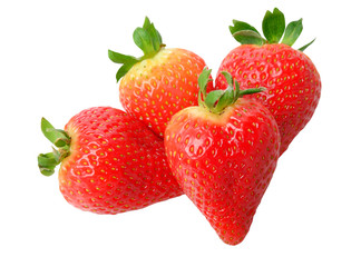 Fresh strawberry with stem.
