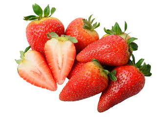 Fresh strawberry with stem.