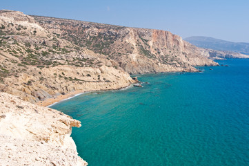 Fototapeta premium Libyan sea and the coast near Matala beach. Crete, Greece.