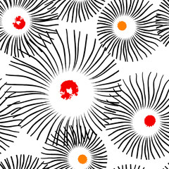 seamless pattern background, with circles, strokes and splashes,