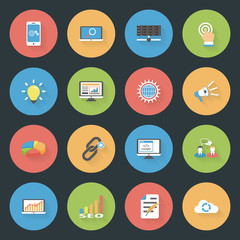 SEO flat icons set
