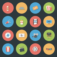 Cinema flat icons set