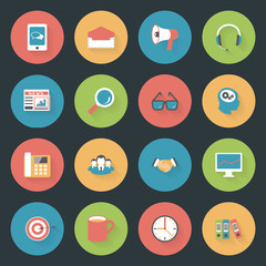 Marketing flat icons set