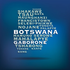 Botswana map made with name of cities
