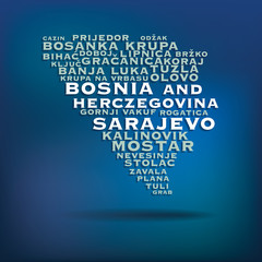Bosnia and Herczegovina map made with name of cities