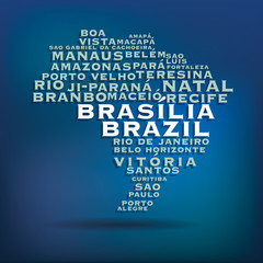 Fototapeta na wymiar Brazil map made with name of cities